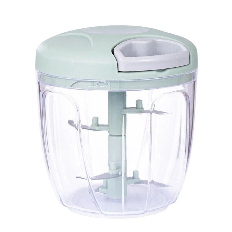Manual Garlic Chopper & Vegetable Mincer - Rotating Hand Press, 500ml/900ml