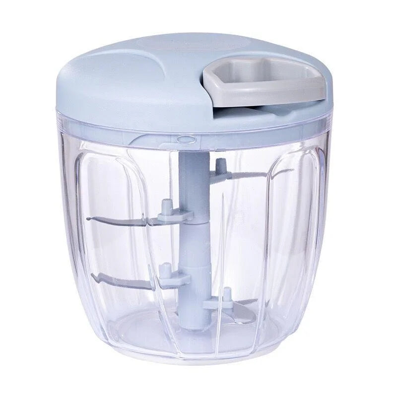 Manual Garlic Chopper & Vegetable Mincer - Rotating Hand Press, 500ml/900ml